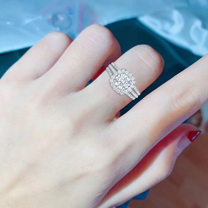 Fancyqube Cincin Wanita Hias Cubic Zirconia Untuk Pesta Pernikahan