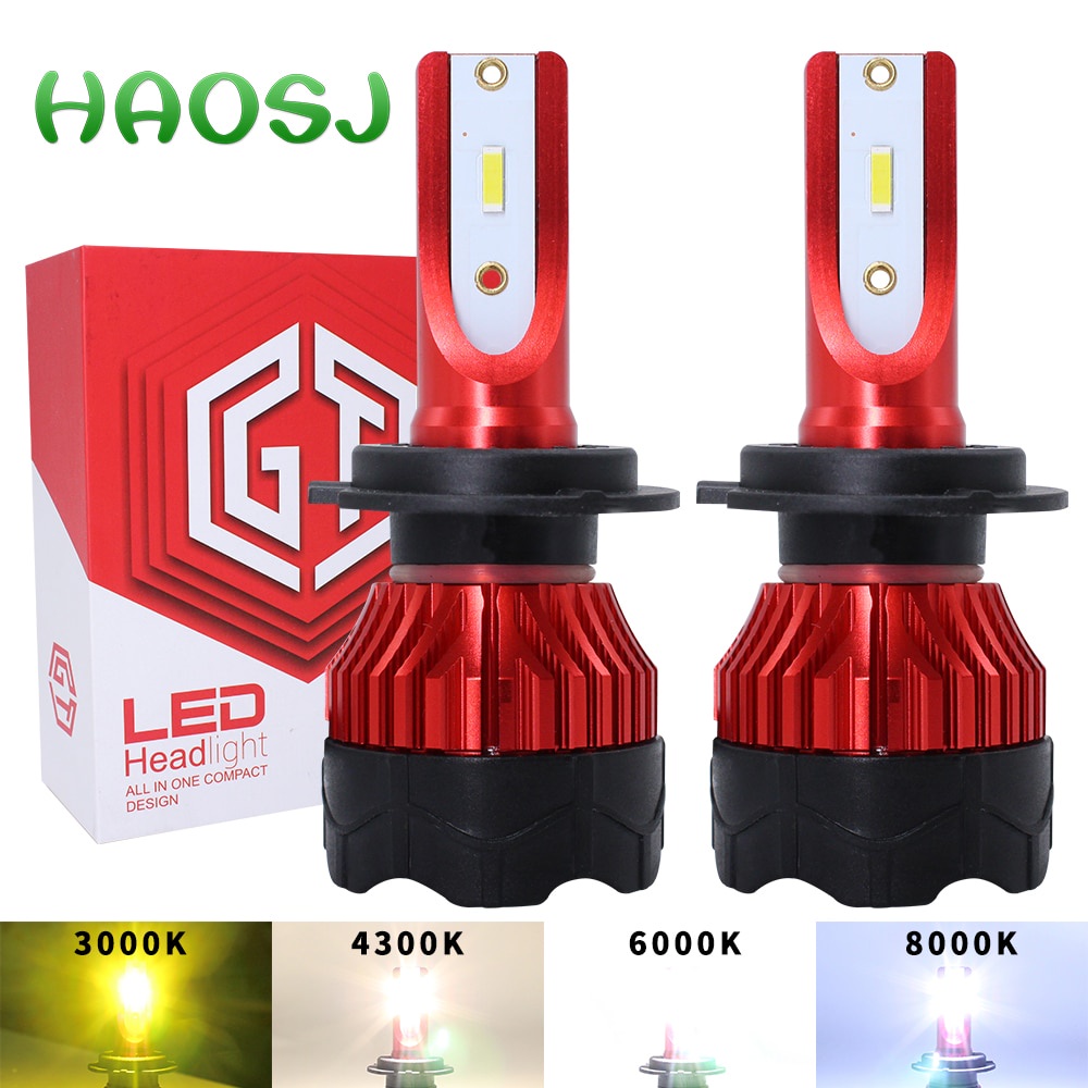 KSV2 haosj lampu mobil led zes headlight 12000lm 55w 6000k h4 12v 2 pcs - k5 - red BUY