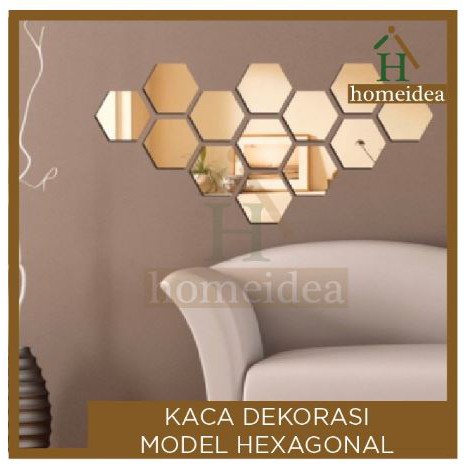 Cermin Hexagonal Dekorasi Dinding | Kaca Hexagonal | Cermin Aesthetic Dinding | Cermin Dinding