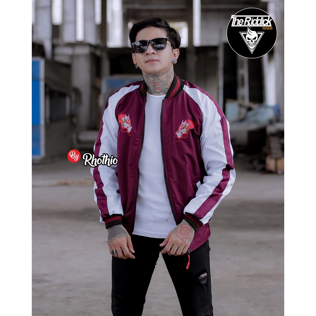 JD- JAKET BOMBER SUKAJAN ORIGINAL RHOTHIO / JAKET BOMBER BASEBALL SUKAJAN NAGA TERBARU ORIGINAL