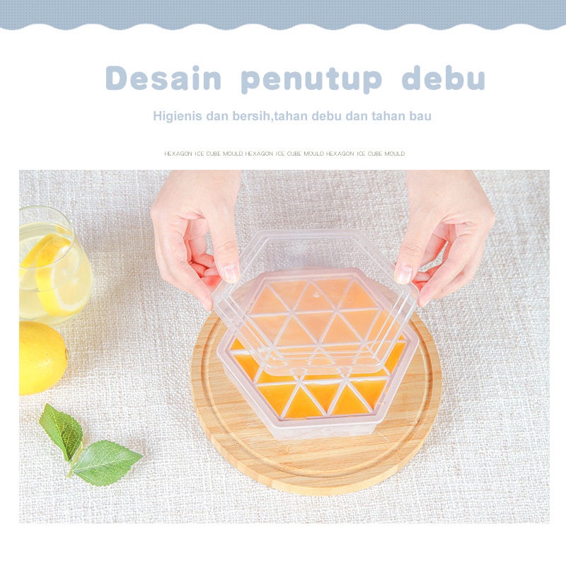 Cetakan Es Batu Hexagonal DIY Kreatif  Cetakan Agar Agar Cetakan Makanan 24 Slot dengan Penutup