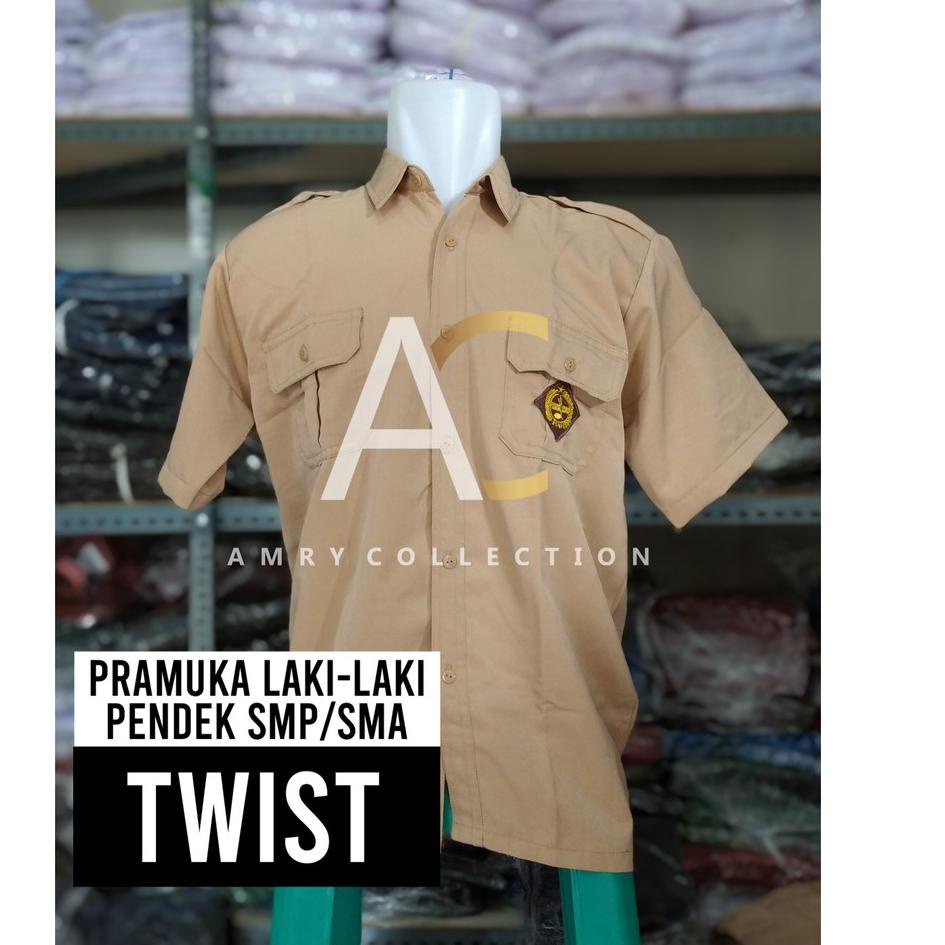 SALEE.. Seragam sekolah SD SMP SMA Laki laki Baju pramuka Lengan pendek Bahan twist/licin