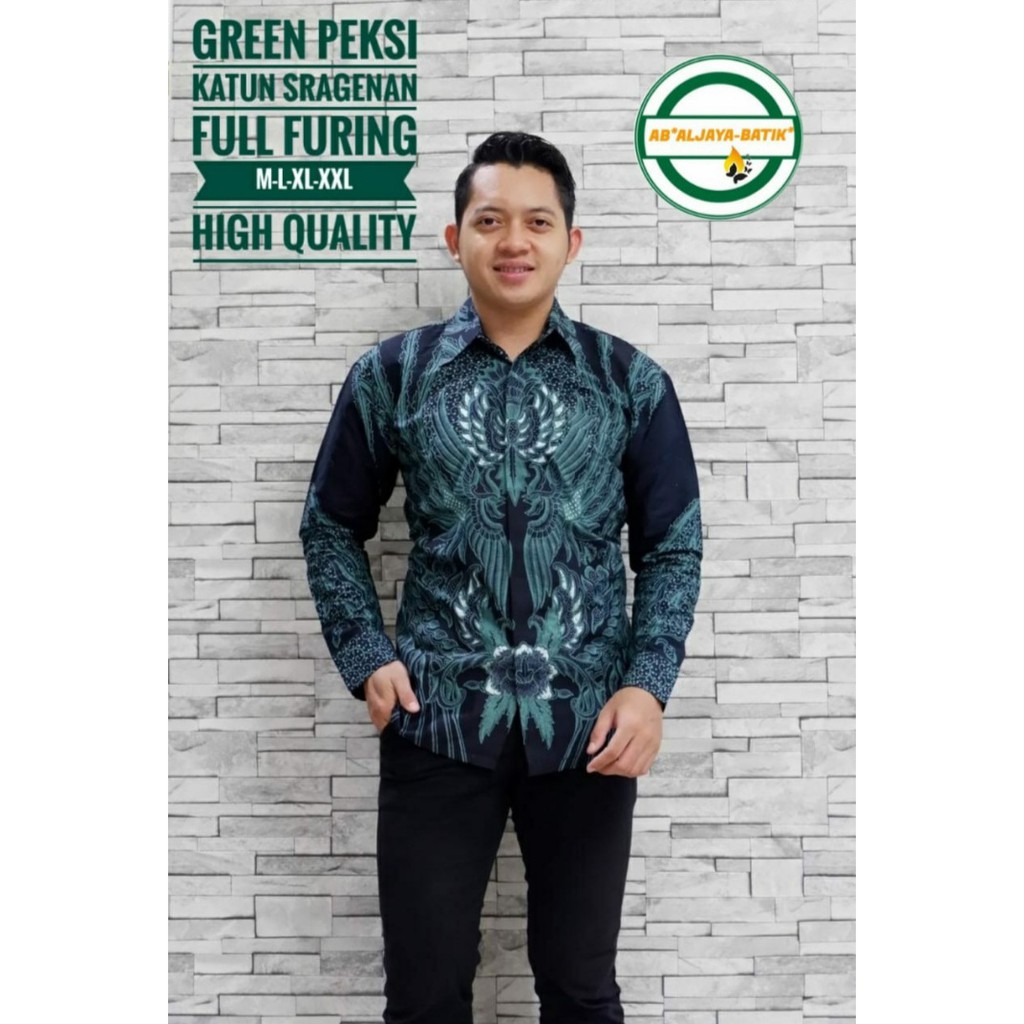 GREEN PEKSI kemeja batik pria lengan panjang terbaru ORIGINAL BY NGUDI RAHAYU