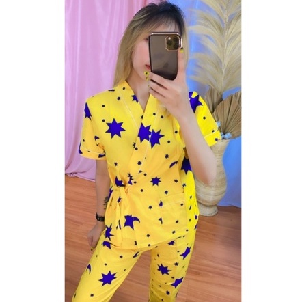 VIBELLECP - CP Vibelle shop grosir baju tidur piyama karakter fashion murah wanita-CPQH STARMOON KUNING