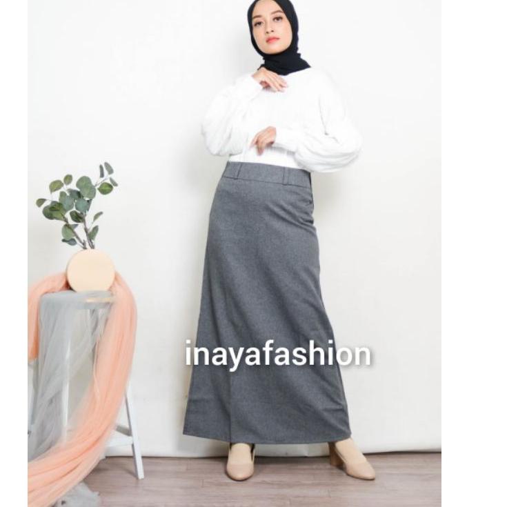 Rok Kerja Panjang Hitam Rok A Line Bahan Formal Kantor / Rok Panjang Wanita Hitam Polos