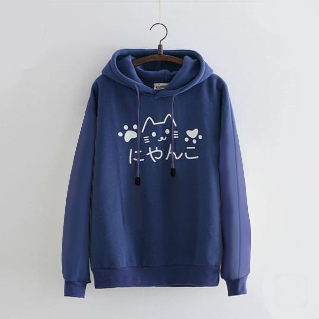 HOODIE CASUAL WANITA DISTRONOMY CAT FLEECE TEBAL LEMBUT TERBARU,