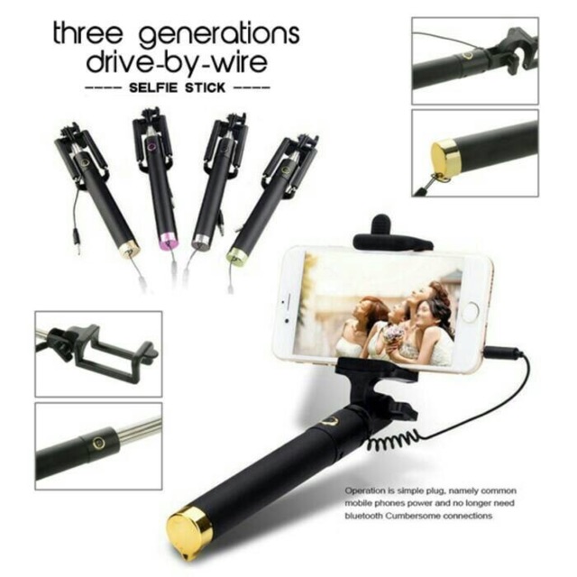 Tongsis kabel/ tongsis lipat /tongsis murah/ tongsis full black