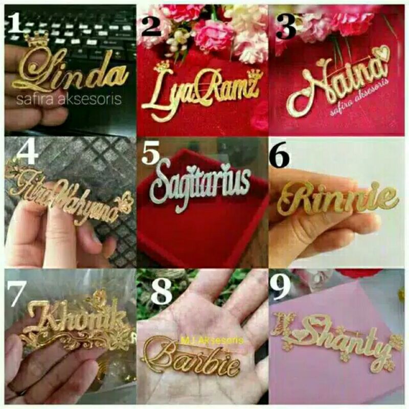 Bros Nama / PENITI hijab kerudung / pin nama lapis emas/ aksesoris hijab / kerudung / custom