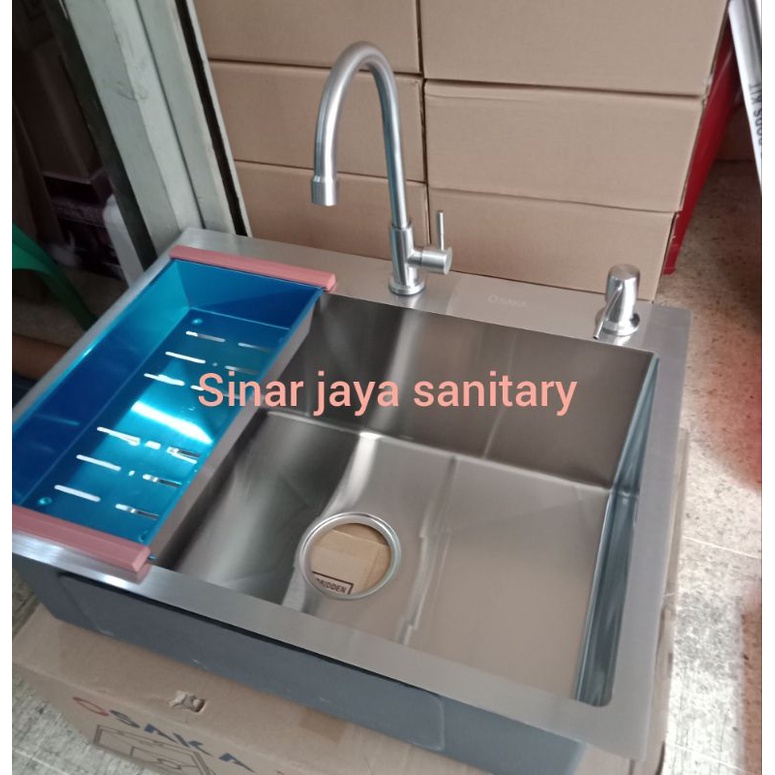 Paket komplit kitchen sink Osaka 6045 Stainless / Paket lengkap kitchen sink 6045 stainless