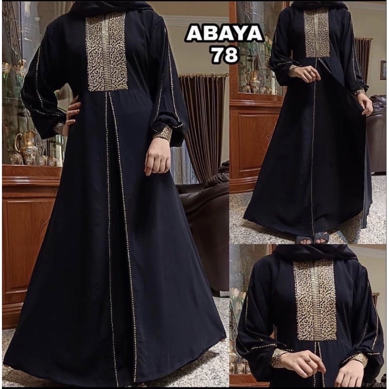 abaya gamis Maxi Dress Arab Saudi Bordir Zephy Turki umroh dubai/abaya hitam 78
