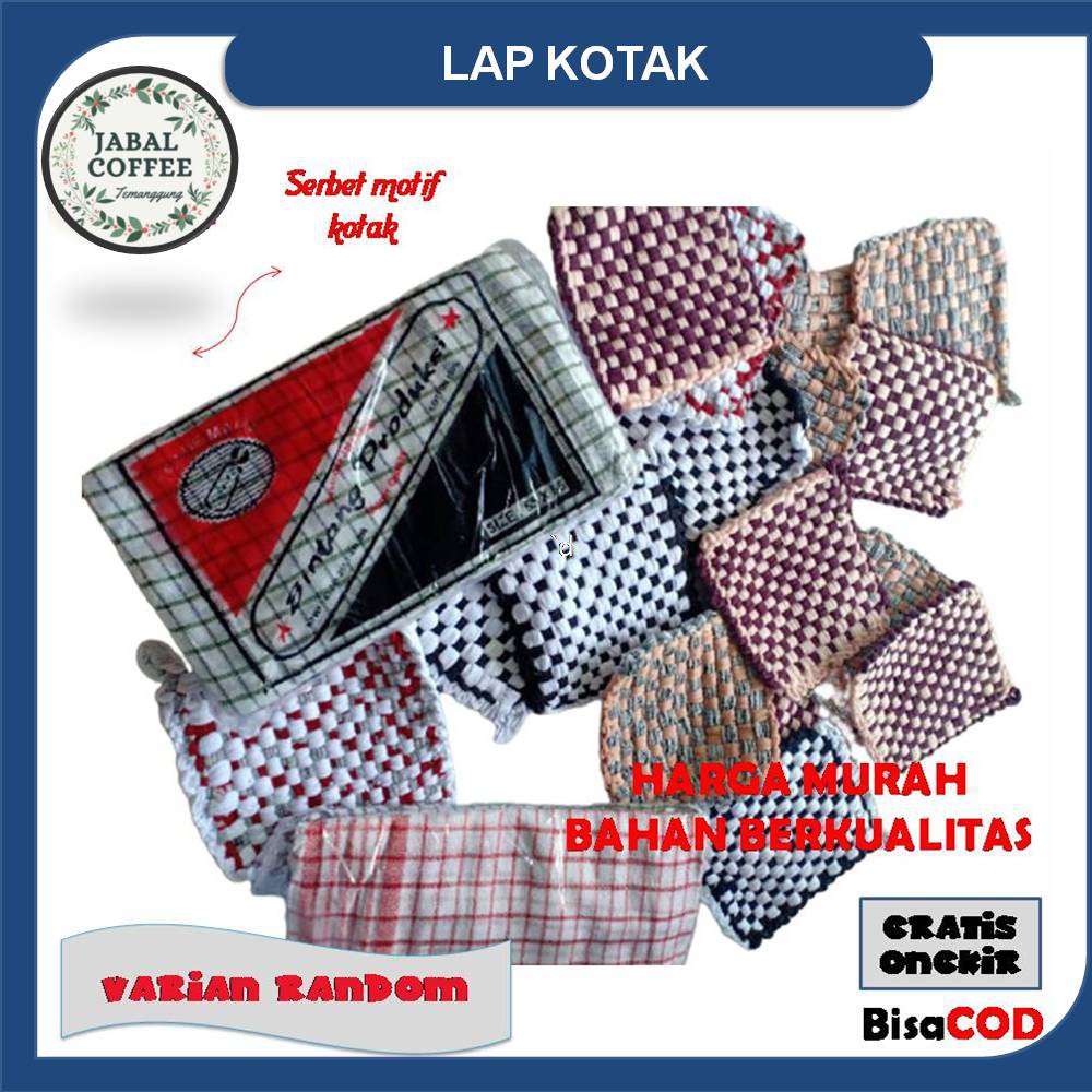 Lap Serbet Dapur Serbaguna / Serbet Lap Piring / Kain Lap Piring / Lap Tangan Kotak J39