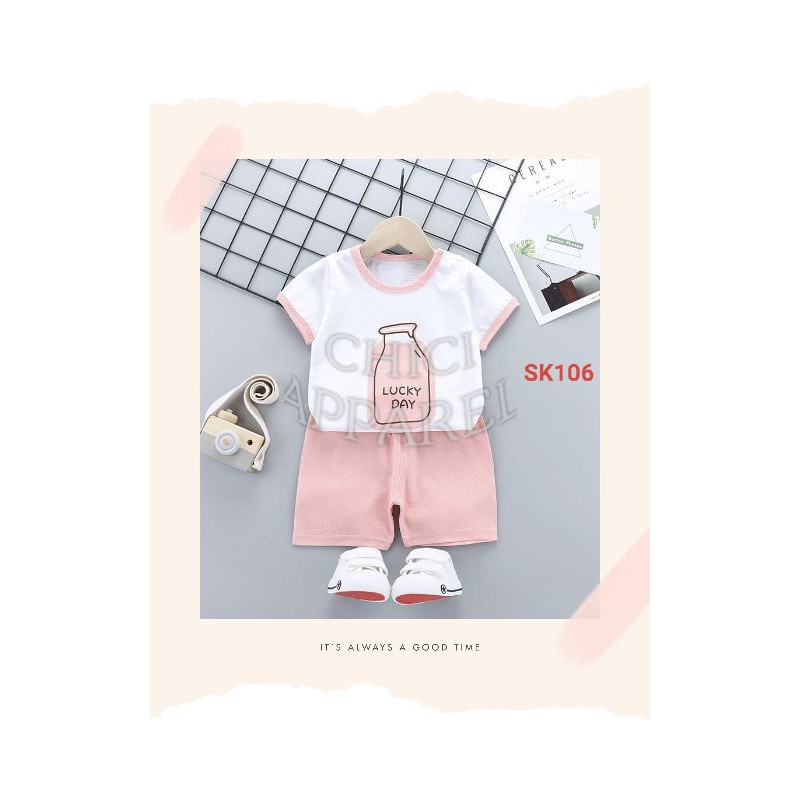 SETELAN ANAK PEREMPUAN / SET PAKAIAN ANAK IMPORT / PAKAIAN LUCU MOTIF / KAOS ANAK PEREMPUAN / PINK