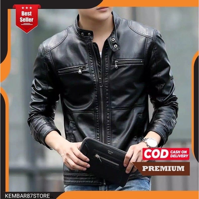 (NEW TREN) Jaket Kulit Asli Pria Silverstone RFLA Ariel Noah