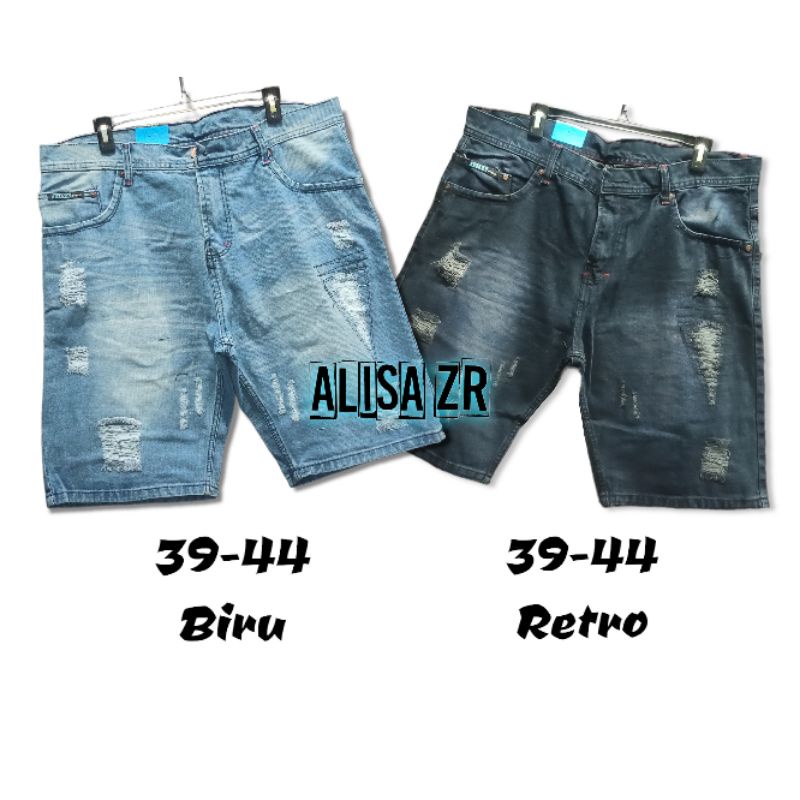 PALING DICARI CELANA JEANS PENDEK PRIA MOTIF ROBEK BLUE BROWN