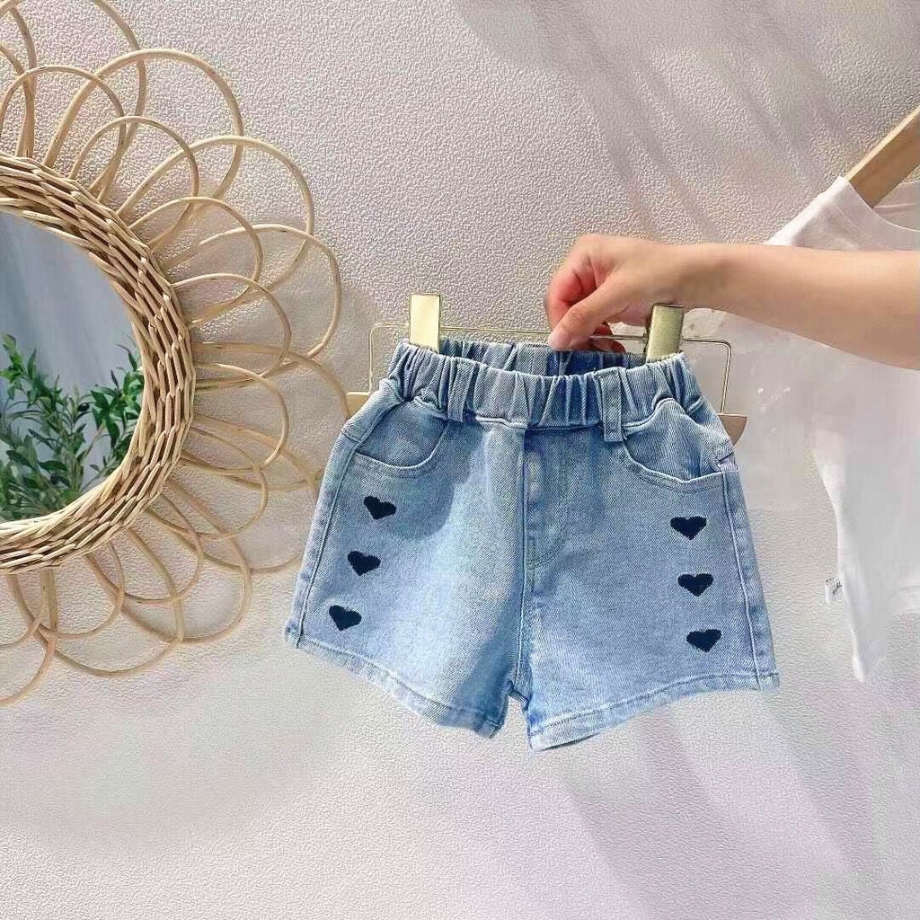 (LOLI-JKT) BS-283 SET ANAK CEWEK PLAIN JEANS CELANA LOVE SIZE 90-140