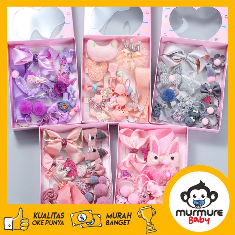 MURMURE.BABY | IKAT RAMBUT KARET PITA ANAK 18 in 1 JEPIT RAMBUT ANAK | AKSESORIS RAMBUT HAIR CLIP IMPORT