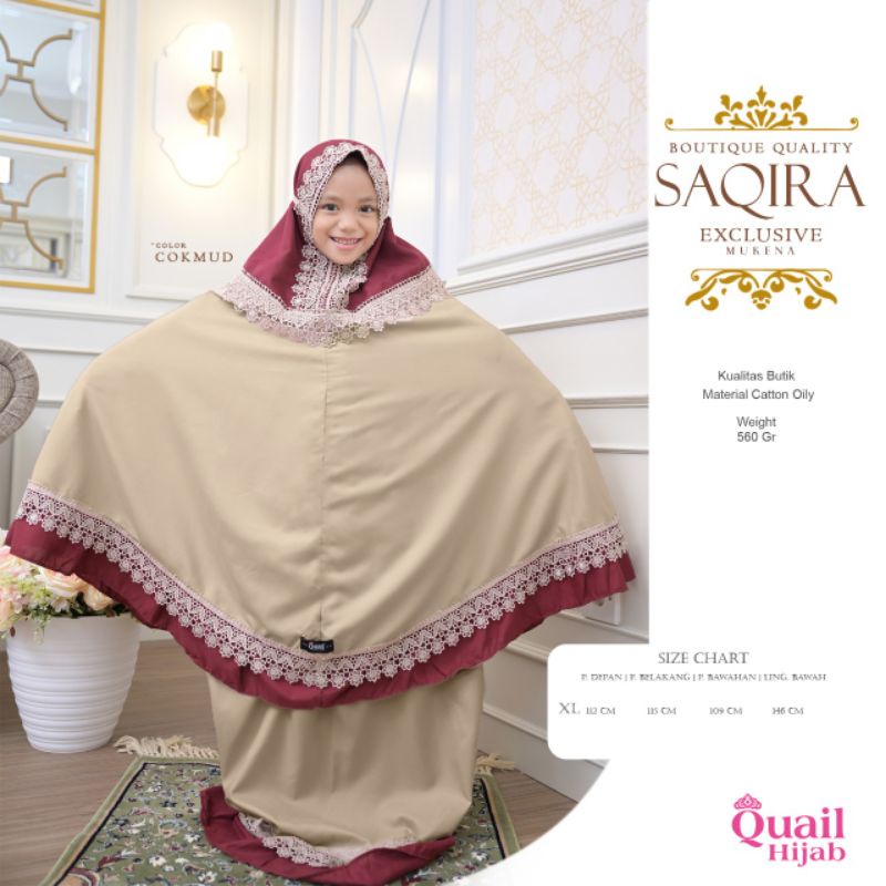 SAQIRA MIUKENA QUAIL HIJAB PREMIUM PREMIUM MUKENA ANAK astania dewasa grey