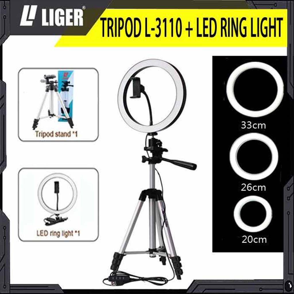 LIGER Tripod 3110/Ring Light LED 20 cm/26 cm/33cm Selfie Make Up Liver Tiktok