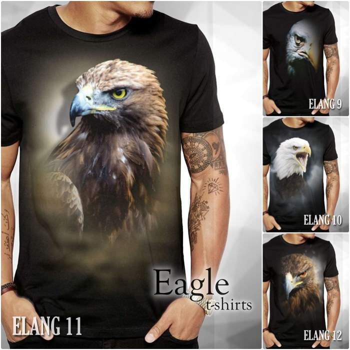 Kaos Burung ELANG Rajawali Baju Gambar ELANG Eagle Tshirt Keren Premium Distro 3D Kaos Dewasa dan An