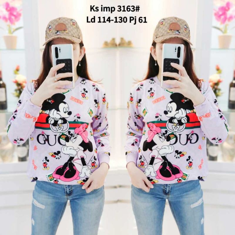 Kaos Import Mickey Wanita Lengan panjang
