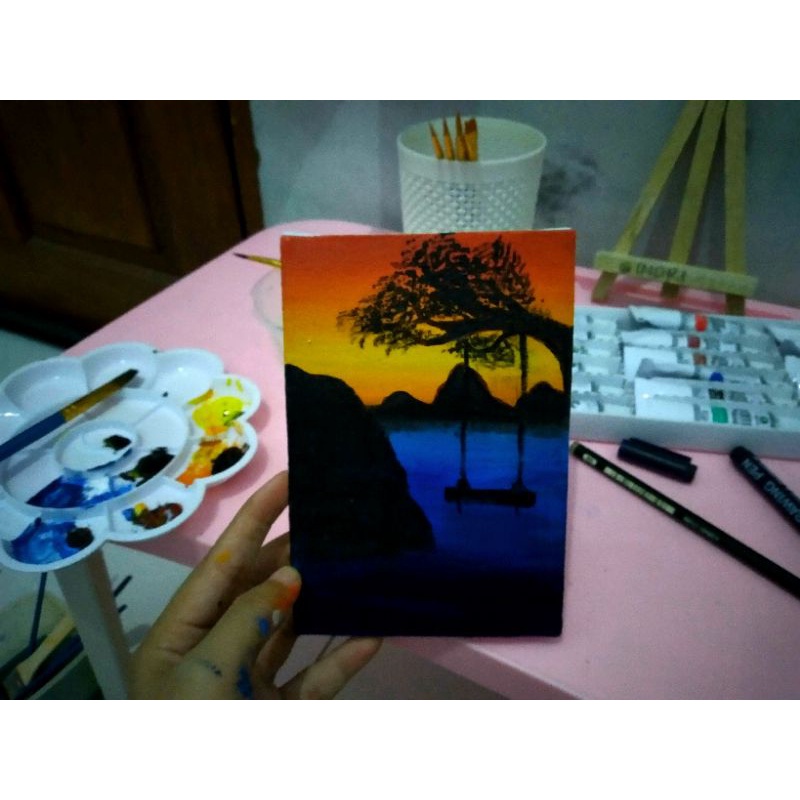 

LUKISAN PEMANDANGAN KANVAS MINI UK.15cmX10cm|LUKISAN ASLI TANGAN!(No printing)