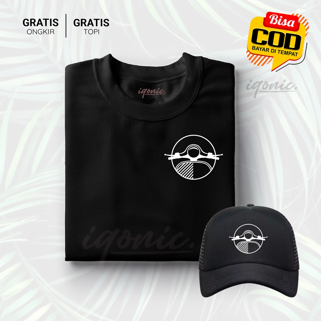 BONUS TOPI !!! Kaos Distro Pria Kaos Polos combed 30s Kaos Cewek vespa Keren X Gold premium