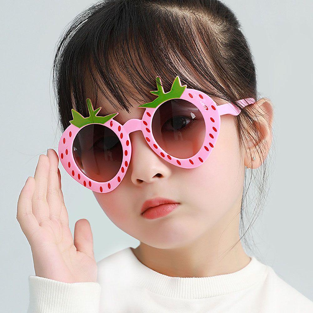 REBUY Rebuy Strawberry Sunglasses Kreatif Tidak Teratur Kartun Gadis Pantai Perlindungan Kacamata Kacamata Kacamata Anak