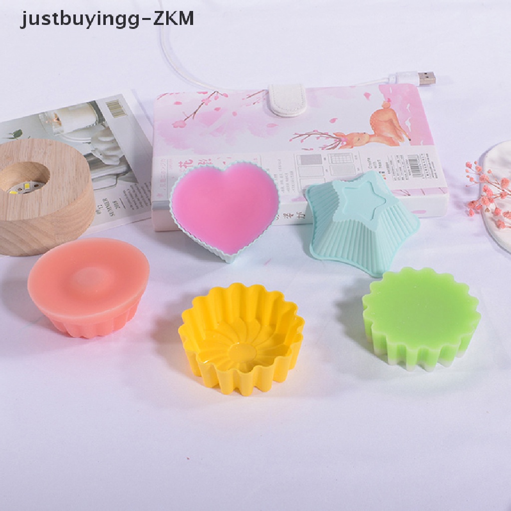 10pcs / Set Cetakan Kue Muffin Bahan Silikon Bentuk Bulat