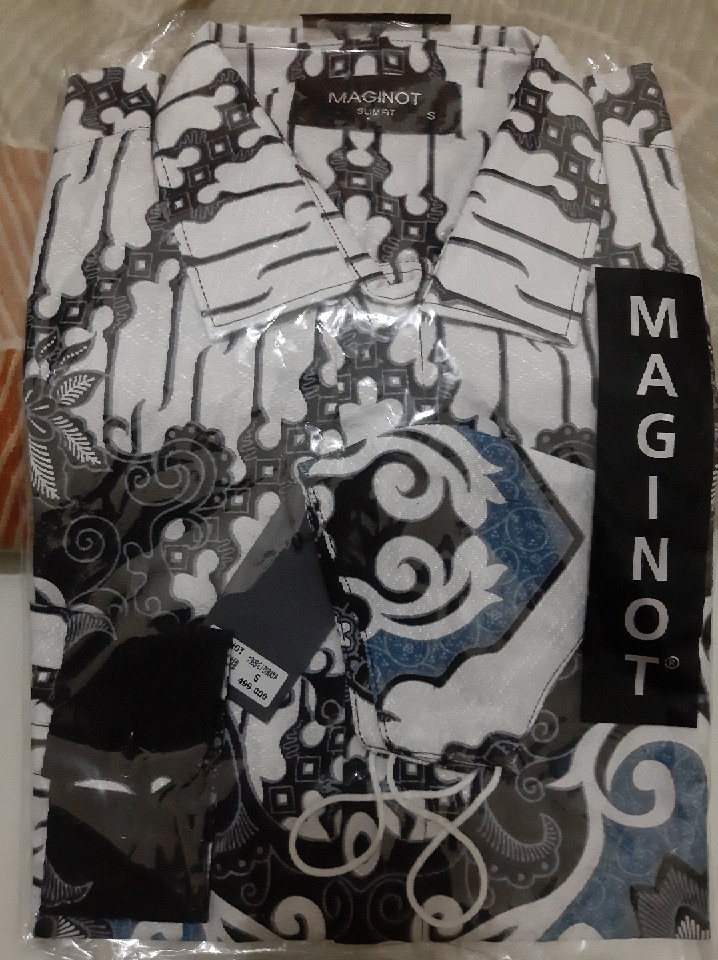 Maginot Kemeja Batik 2.0 Diraya-ls Motif Timbul Lengan Panjang Pria + Free Masker