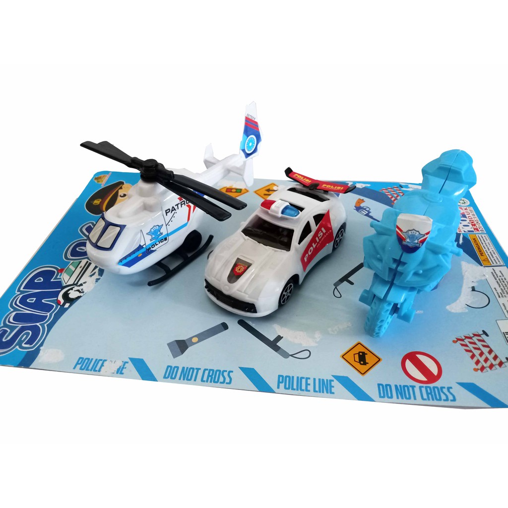Mainan Kendaraan 3 Set Patroli Polisi