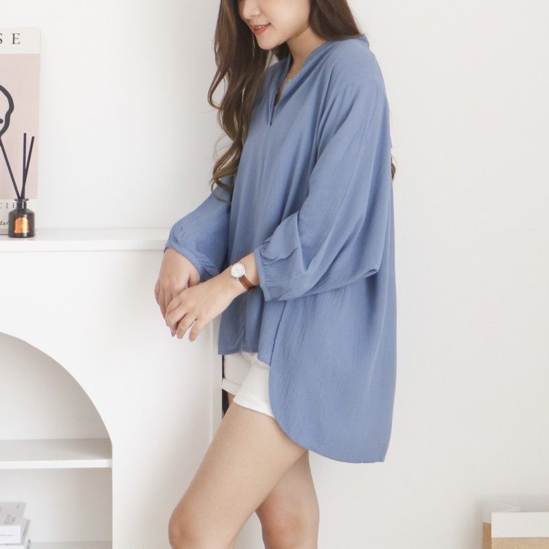 Atasan Blouse Oversize Wanita Korean Style Polos Kantoran