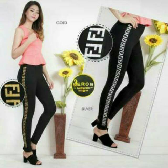 LEGGING FENDI SILVER IMPORT MURAH