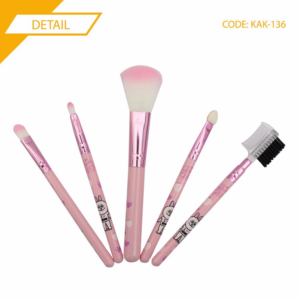 Kuas SET Make Up Karakter LINE 5 in 1 Cosmetic Make Up Brush 5 Set with Box