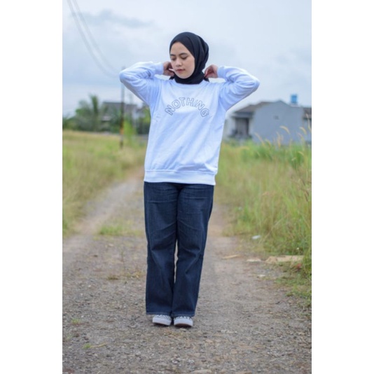 NOTHING TEXT SWEATER UNISEX KEKINIAN TERLARIS&quot;