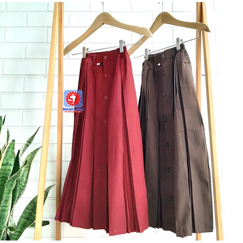 murah rok muslim adumanis rempel doble untuk sd warna merah,putih dan cokelat (pramuka) bahan