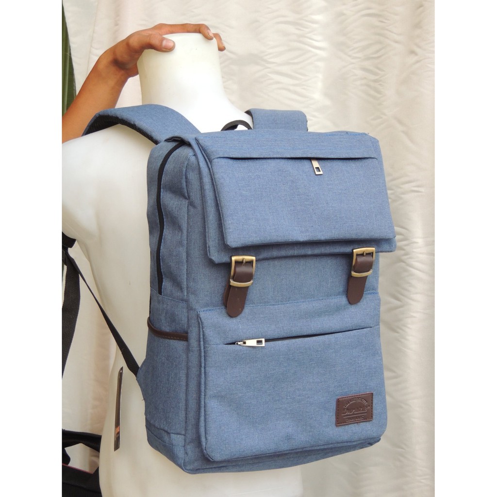 Tas Ransel Laptop Polyster mix Kulit 808 Sekolah Pria Wanita Murah Polo Felix