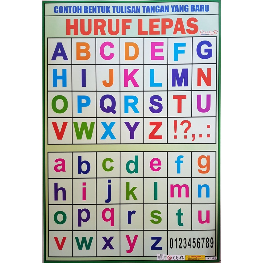 Poster Edukasi Anak Belajar Huruf Lepas/Abjad