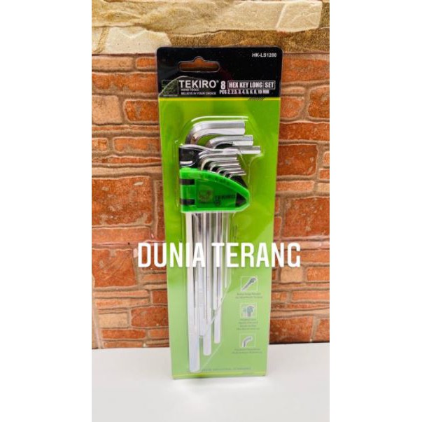 TEKIRO Kunci L Panjang Segi Enam 8pcs Set CrV- HK-LS1200
