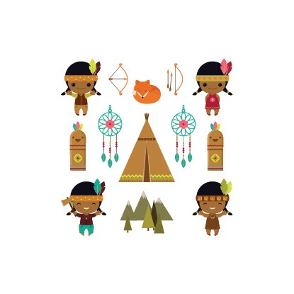 

POTATOO FOUR INDIAN KIDS Temporary Tatto Sticker