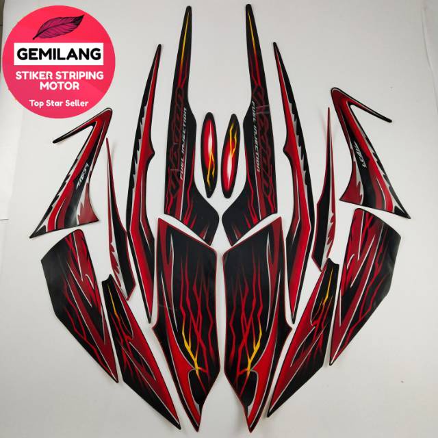 Striping Decal Polet Sticker yamaha vixion 2010 old hitam merah list body standar berkualitas termur