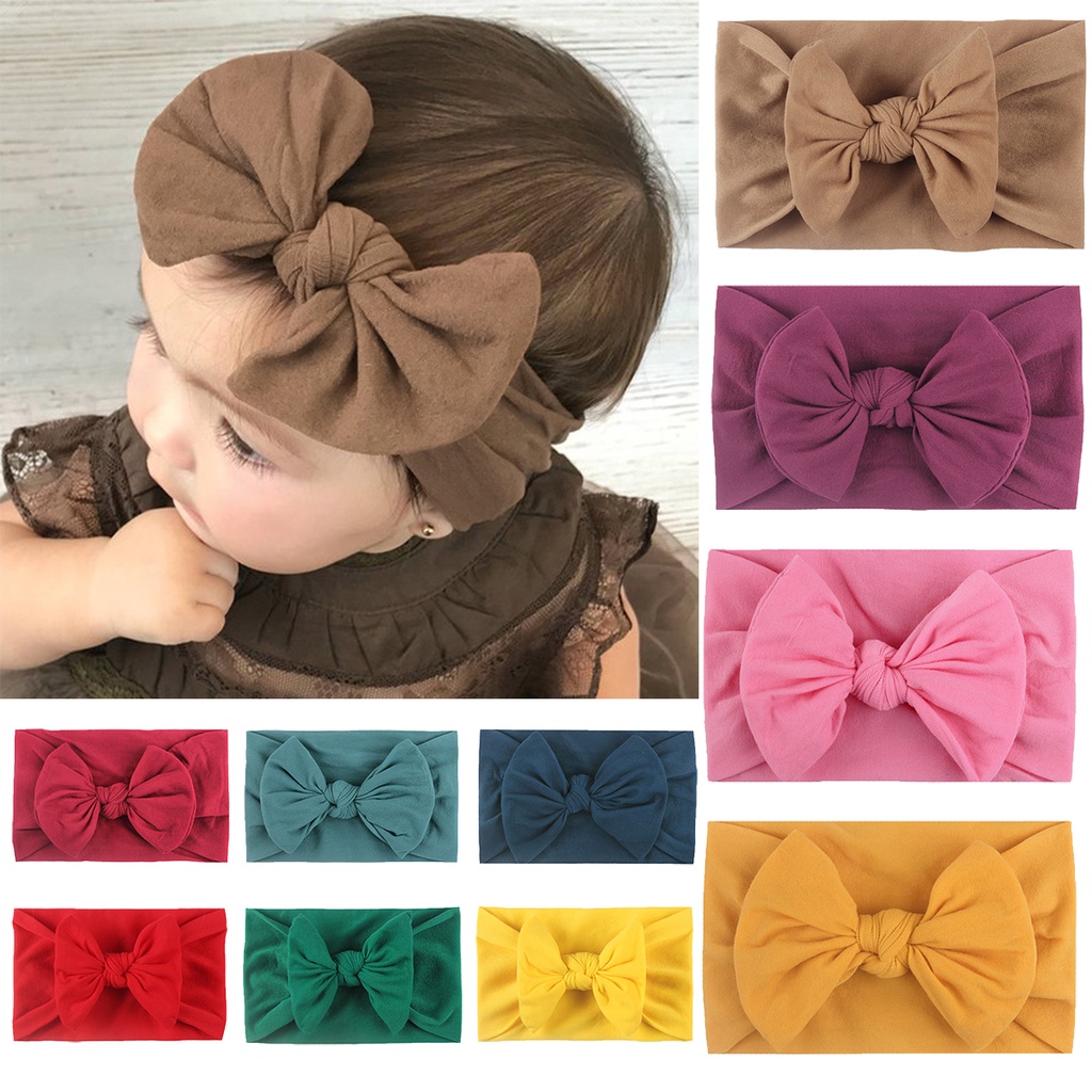 Baby Headband Bandana Bayi Kupu Kupu Bahan Lembut dan Elastis Model Polos untuk Bayi 0 - 1 tahun