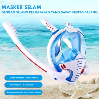 Snorkle Full Face Mask Double tube 2 Lubang + Mount K3