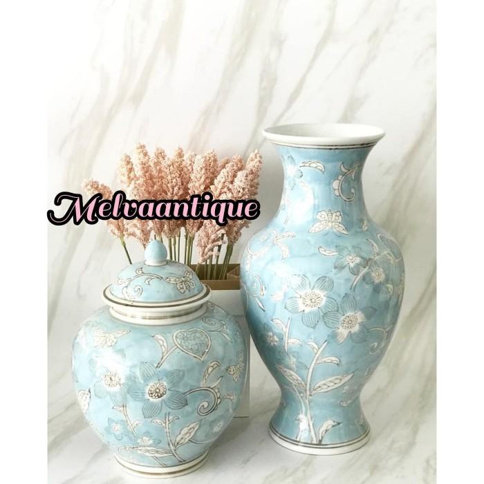 Ceramic | Vas Keramik Biru Putih / Toples Keramik Biru Putih / Toples Biru Muda