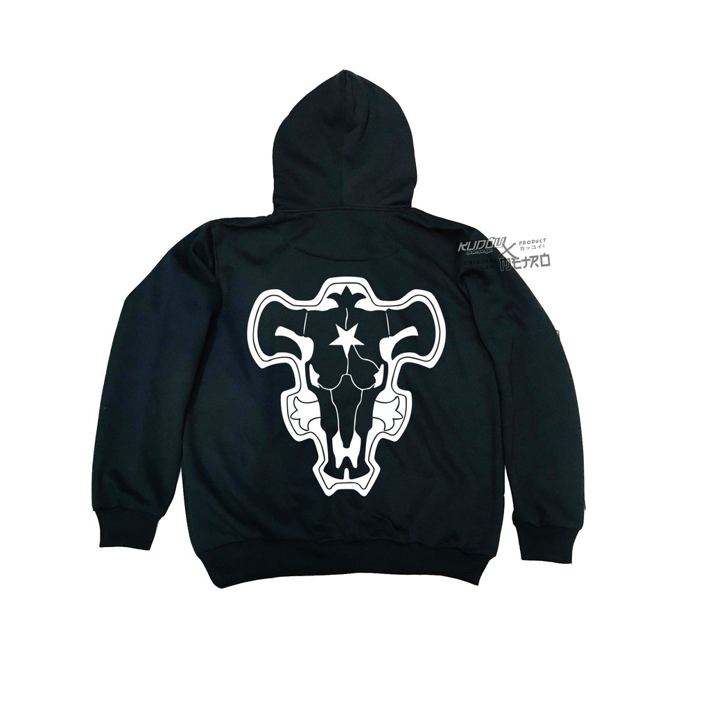 Hoodie Blackbull Black Clover Kanji Hitam Fleece