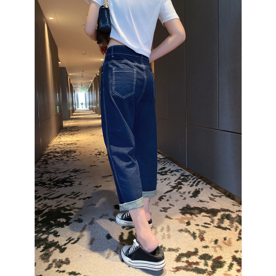 【 Penawaran Istimewa 】Celana Jeans Panjang Biru laut  Wanita Highwaist Jeans