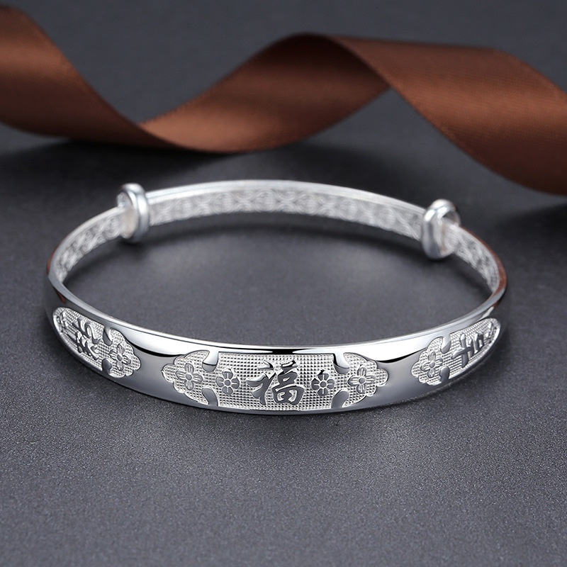 925 Perak gelang untuk wanita Fashion Perhiasan Bunga SZ044