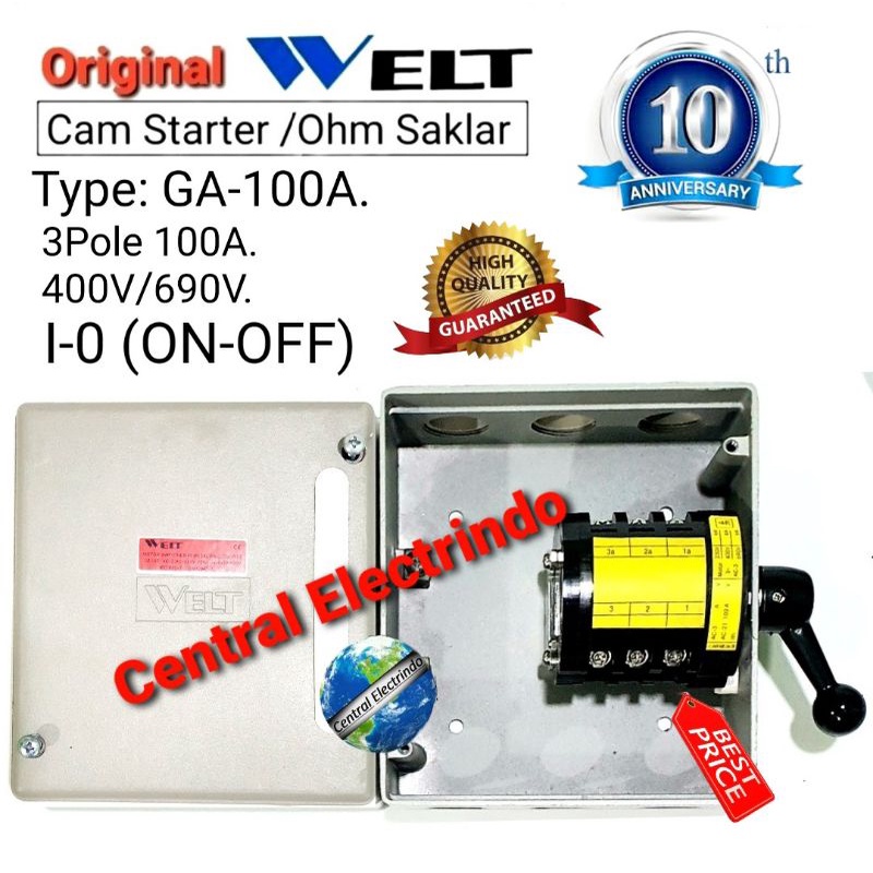 Cam Starter Ohm Saklar 3P GA-100A 22.000Watt I-0 (ON-OFF) WELT.