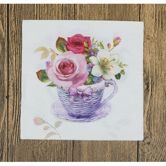 Decoupage Napkin - Tissue Decoupage 2Ply FL- A Cup of Flower