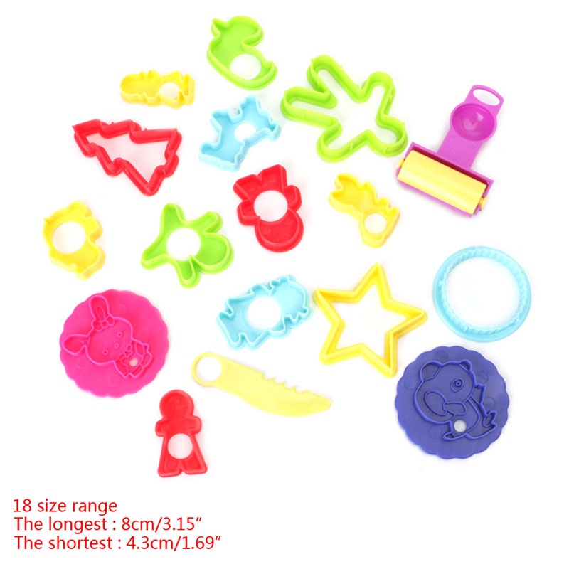 Mary 18pcs Kartun Slime &amp; Dempul Mainan Cetakan Plastisin Membentuk Alat Balita Pesta Nikmat Slime Mainan Clay Modelling Tools P