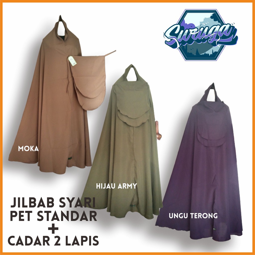 COD Set 2in1Jilbab Premium Moka Army Terong/Bergo/Khimar/Hijab Syar'i/Kudung Instan Pet Standar Plus